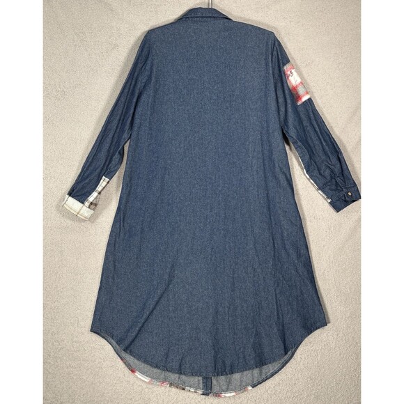 Origami Dress Size S Denim Patchwork Quilt Midi Oversized Lagenlook Cottagecore - Picture 14 of 16